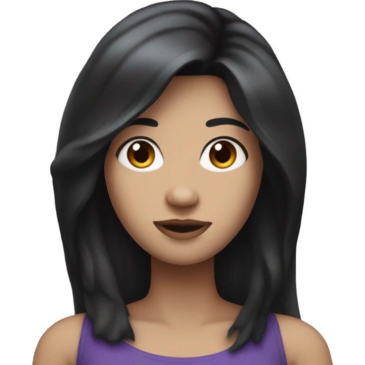 woman  with long black hair and white skin but not too pale wearing a purple dress emoji