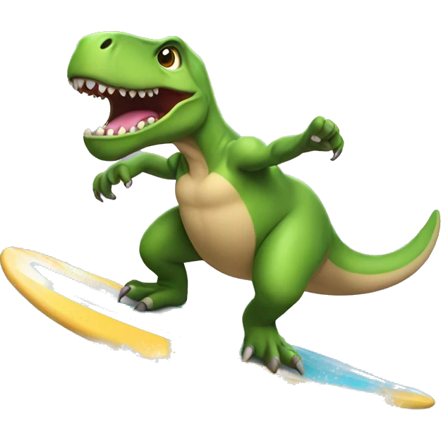 trex surfing with a tutu emoji