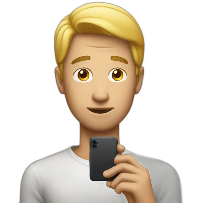 man looking at iphone emoji