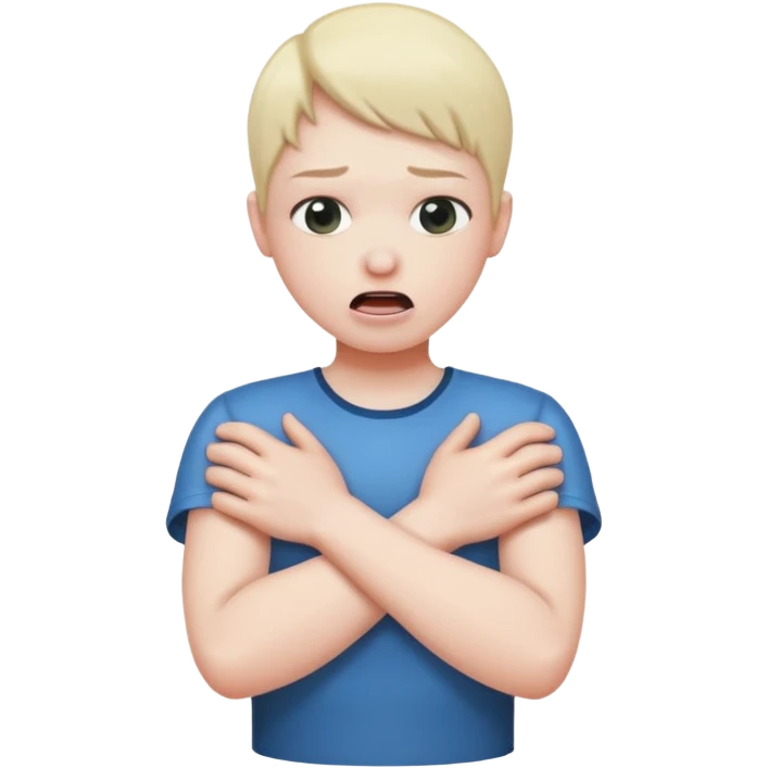 person choking them selves with arms crossed emoji