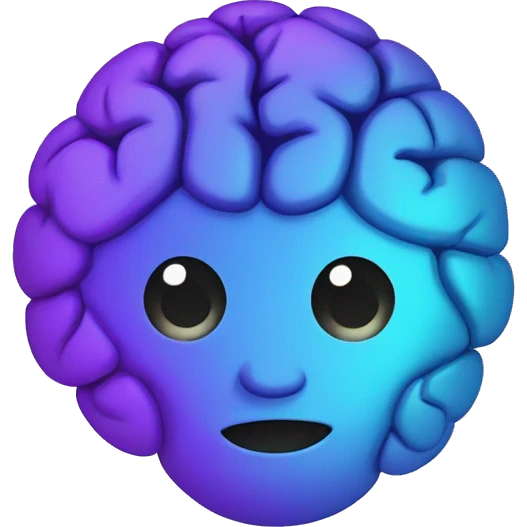 gradient from purple to blue brain with smiling eyes emoji