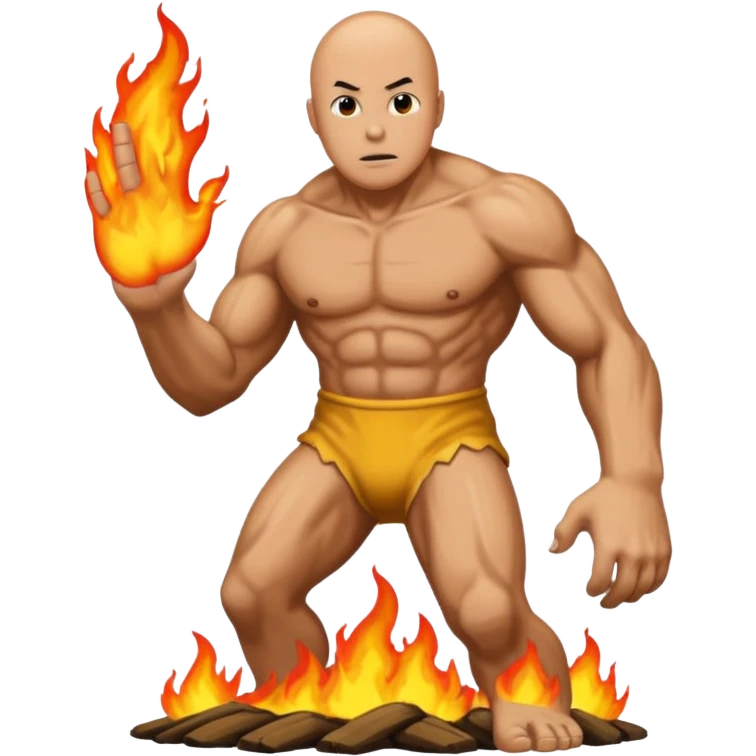 A biant big foot on fire with saitama emoji