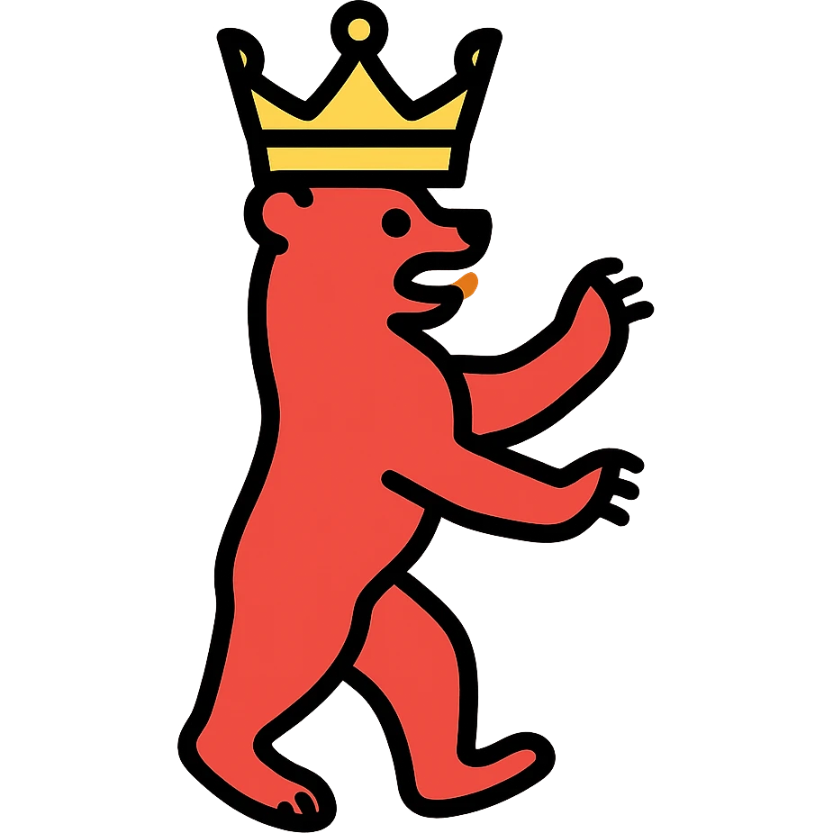 Berlin Bear with a crown, bold lines, modern flat style, no text, icon style emoji