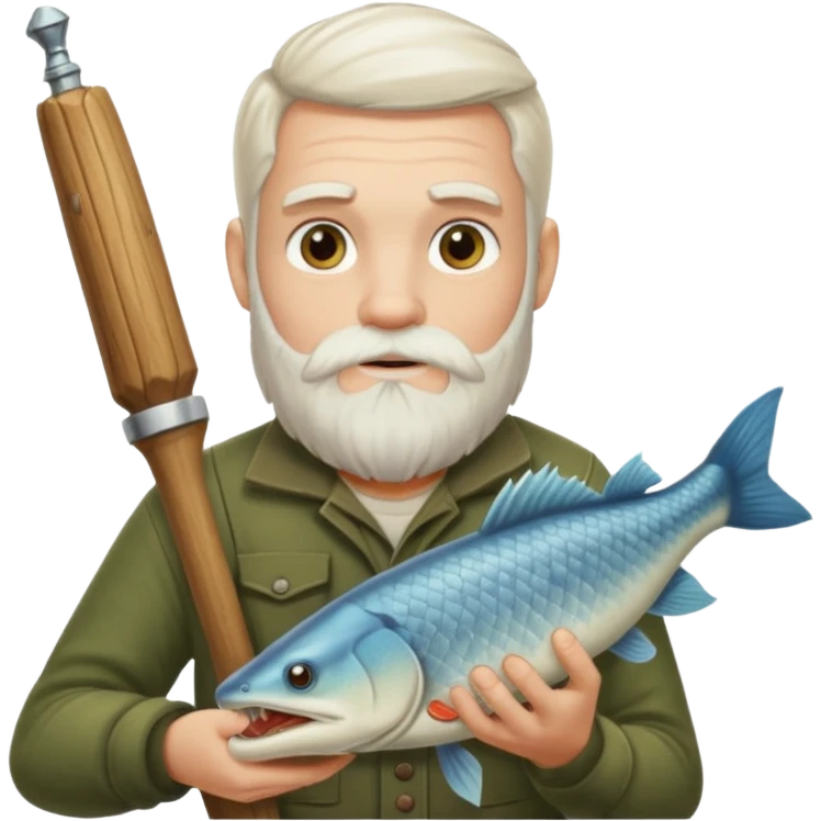 White bearded Swamp boy w gar in hand emoji