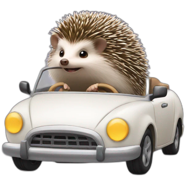 Hedgehog driving a car emoji