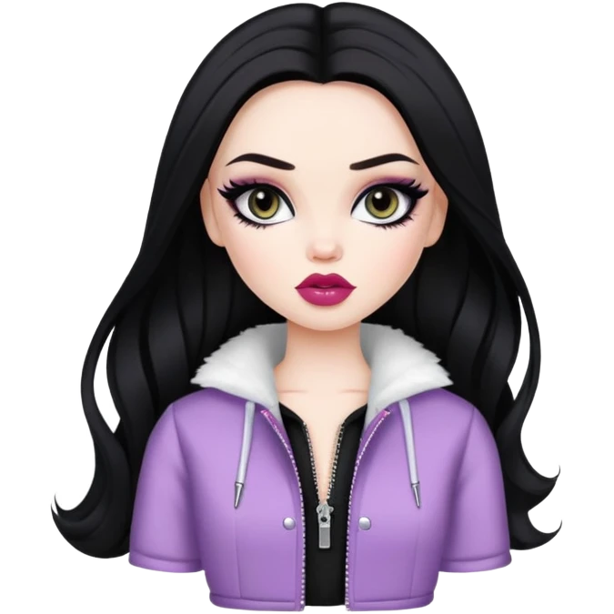 english, pretty lips, clothes, pale skin,  dark bl, pretty bratz baddie, black eyeliner emoji