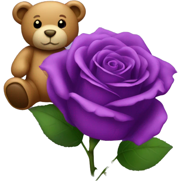 purple rose with teddy bear  emoji