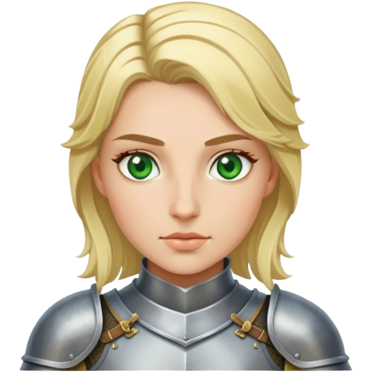female knight with european skin with green eye and blonde hair emoji