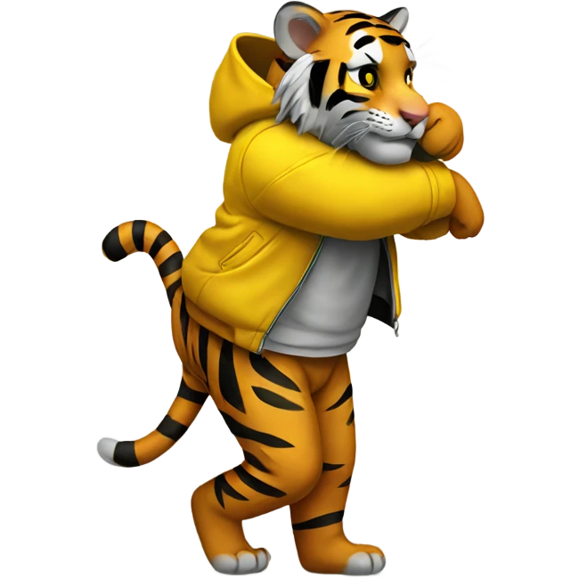 Tiger hugging a yellow jacket  emoji