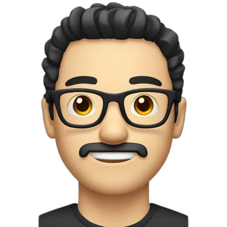 short beard man glasses nerd pixel with black hair and short hair Backcombing emoji