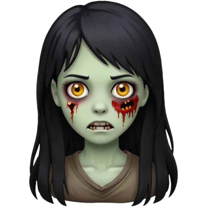 zombie girl with black long hair and side bangs emoji