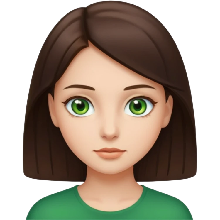 girl brunette smooth hair with grenn eyes  emoji