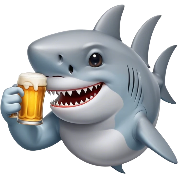 Shark drinking a beer emoji