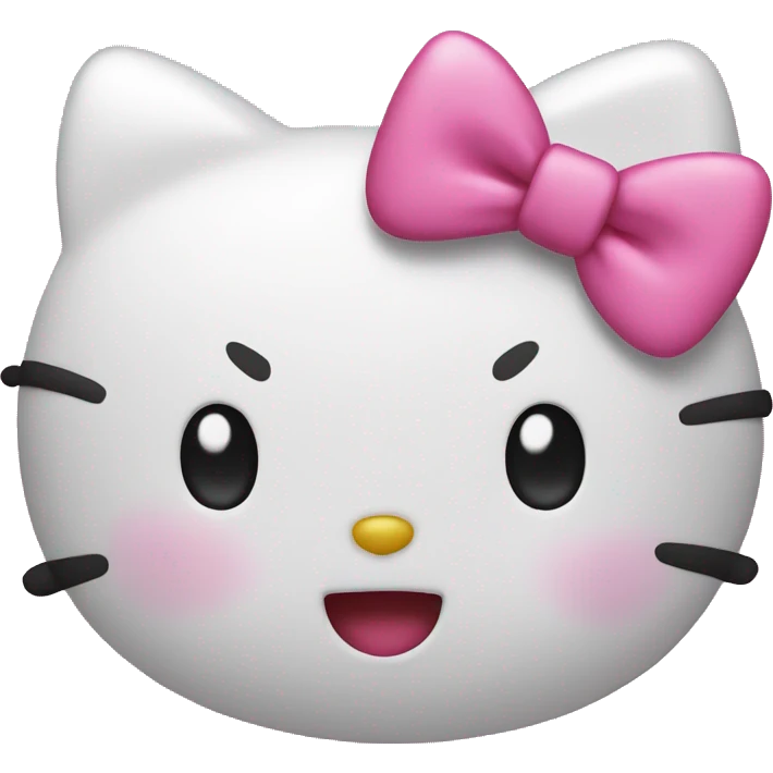 hello kitty with pink bow blowing a kiss emoji