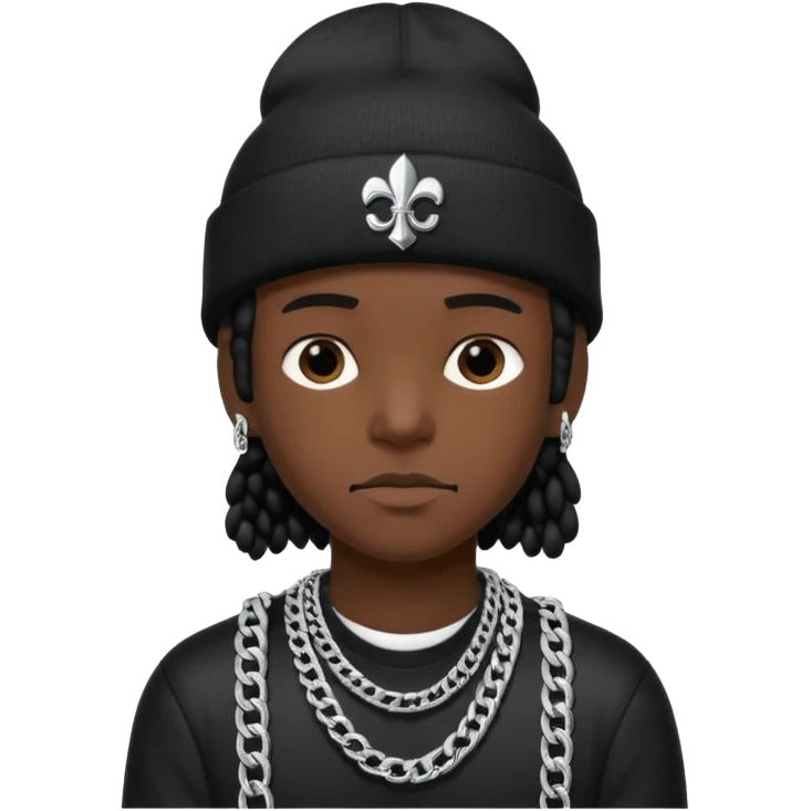 need underground rap aesthetic emoji profile pic for my rap Instagram @foevlone so maybe in a black chrome hearts style beanie that says FV on it and add a Cuban chain emoji