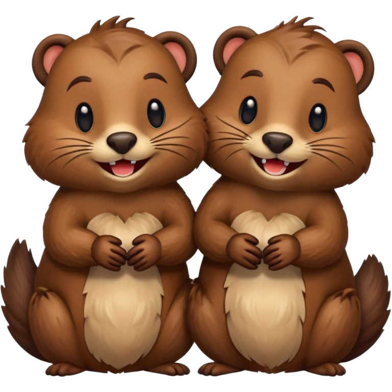 beavers in love (show their beaver teeth and tail) emoji
