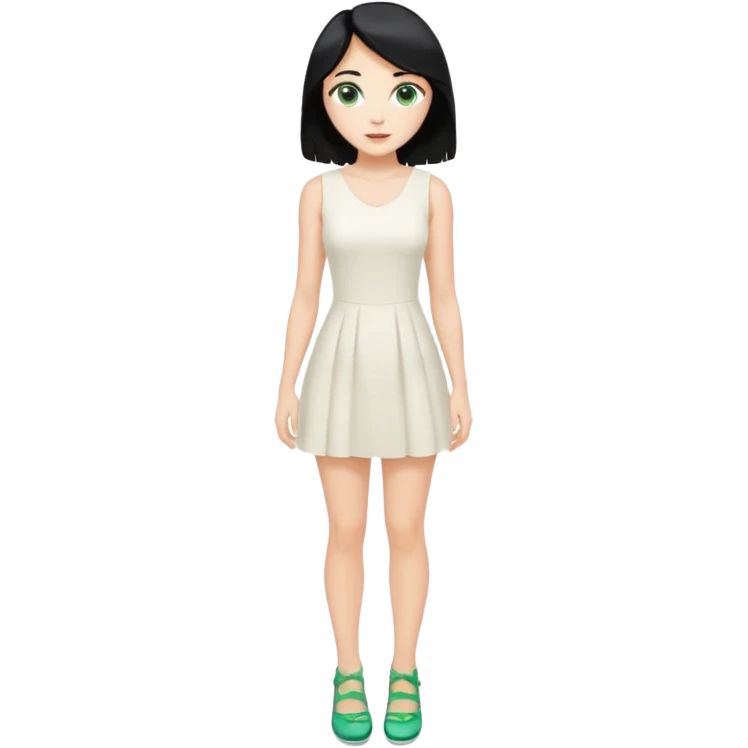 Prince, black hair, body, legst, blue eyes, woman blonde hair, green eyes, sexy white short sleveless dress, shoes emoji