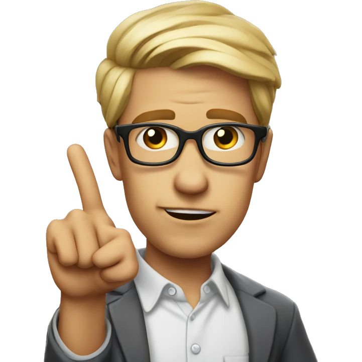 nerd raising a finger to say excuse me emoji