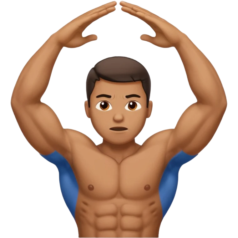 man backing down from argument with arms up WITH NIPPLES emoji