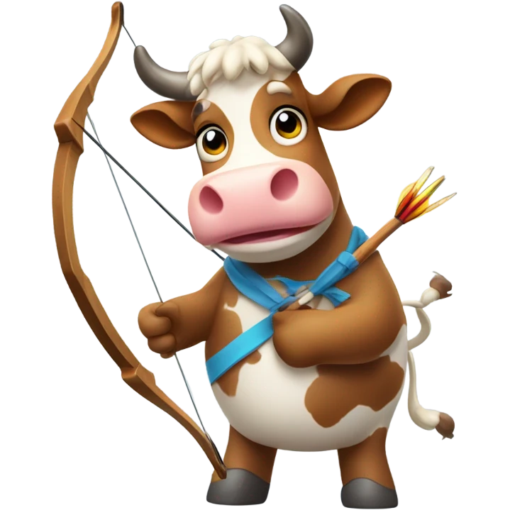 Mad cow with bow and arrow emoji