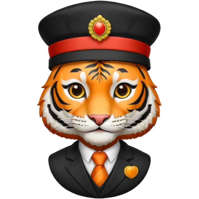 black suited tiger with fes hat emoji