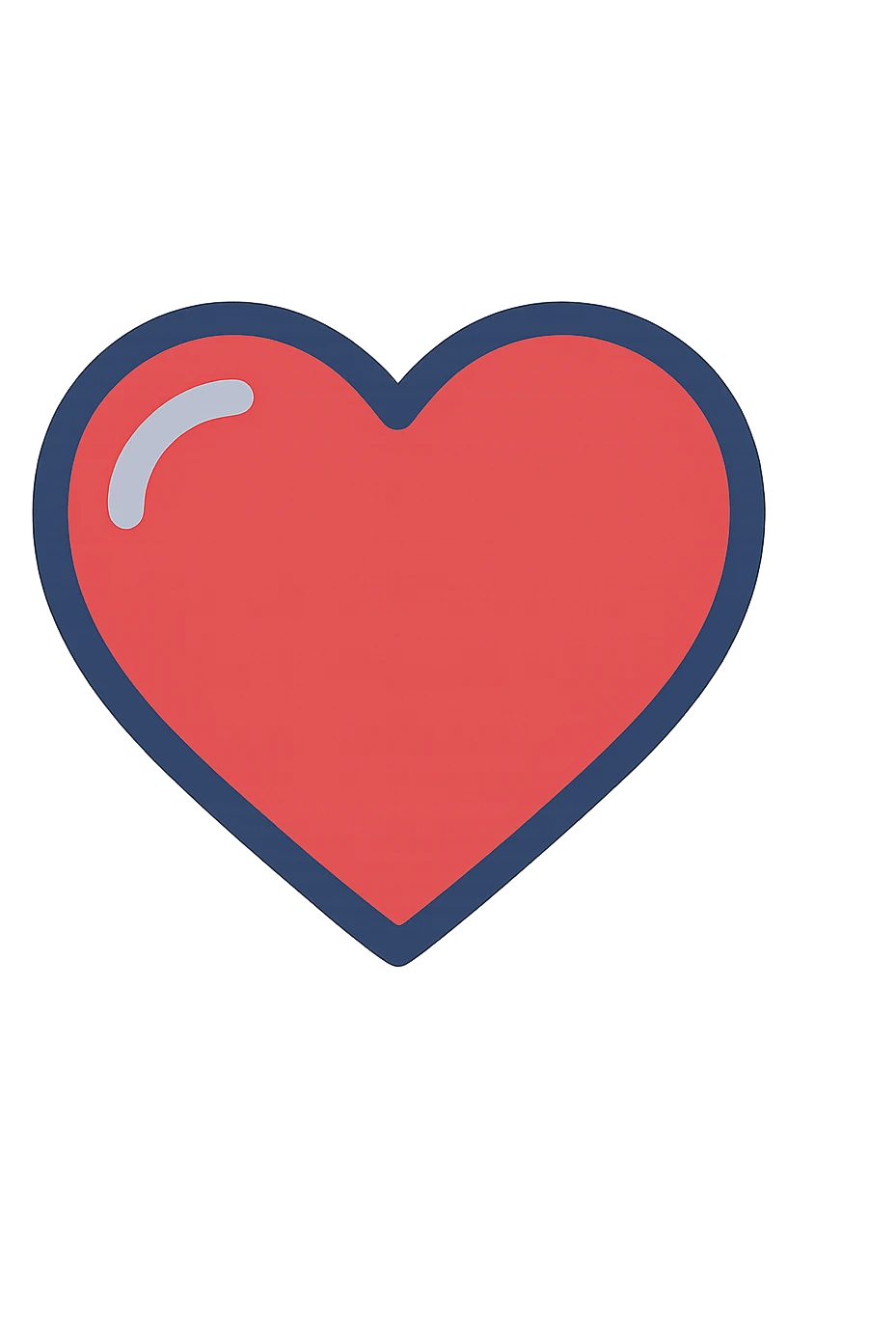 red heart with subtle shine, soft edges, modern illustration style emoji
