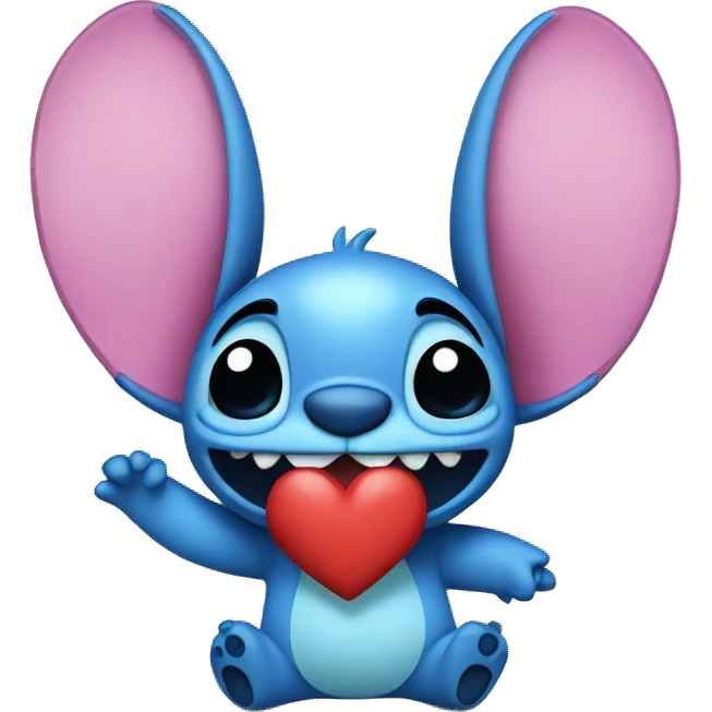 Stitch with heart emoji