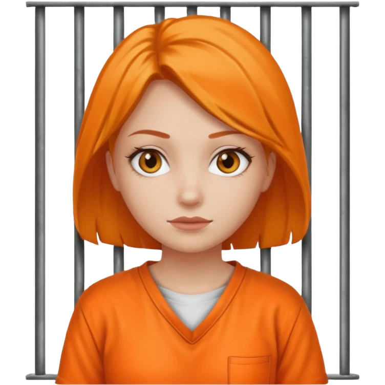 prisoner woman in orange clothing in front of bars emoji