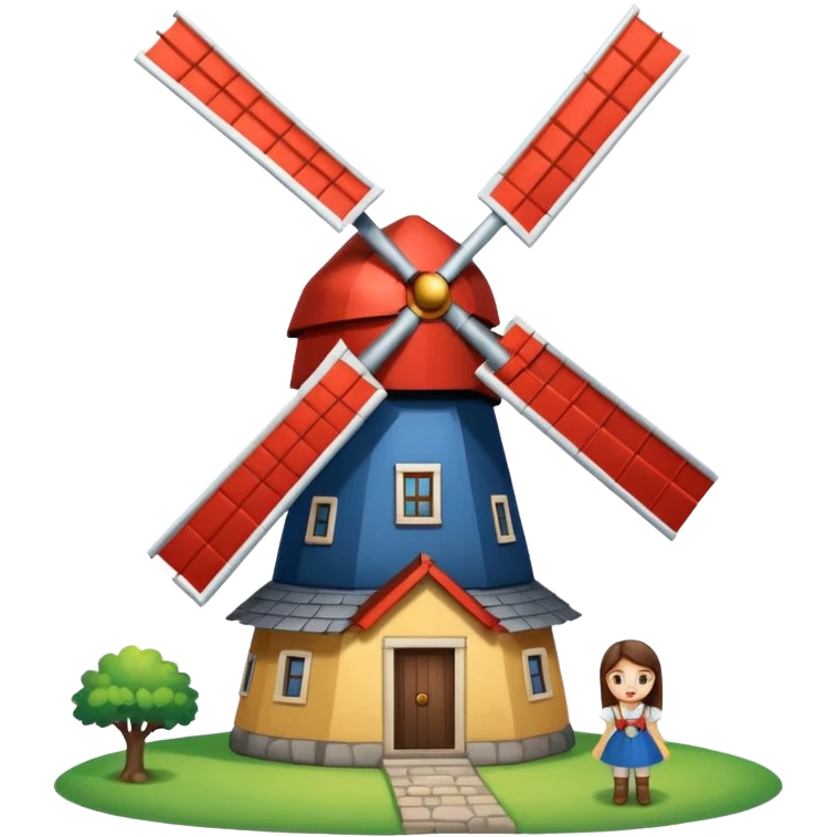 Dutch windmill with cute girl emoji