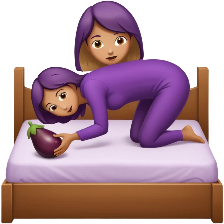  Woman nude bending over bed showing eggplant coming out of vagina emoji