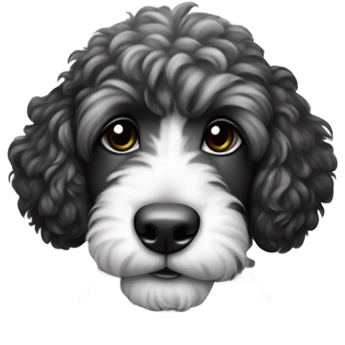 Spanish Water Doodle black and white puppy emoji
