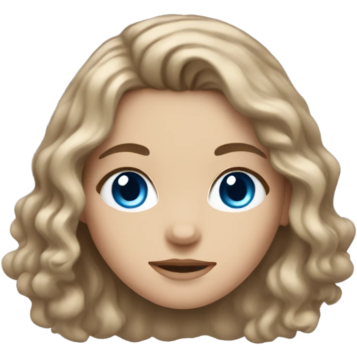 White girl with blue eyes, brown wavy hair emoji