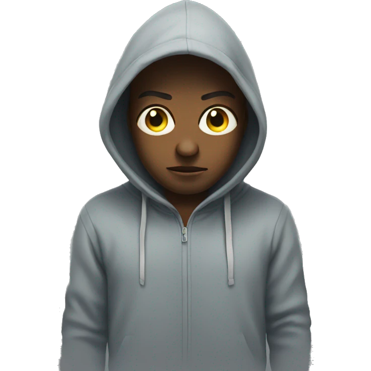 Eyes watery emoji with hoodie on emoji