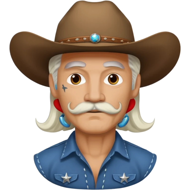 tattooed and mustached cowboys long white hair emoji emoji