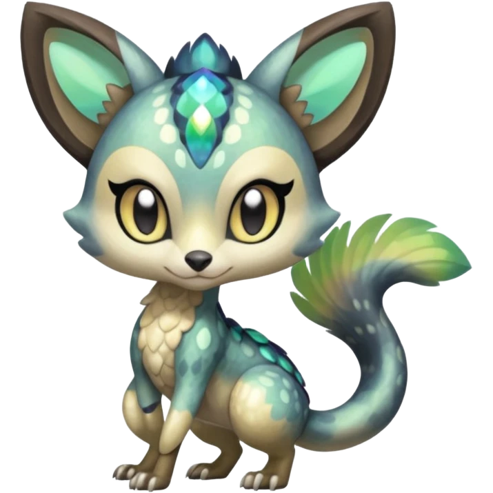Shiny furry scaley Meloetta-Vernid-Trico-Genet-Pokémon-Fakémon-hybrid-fusion-creature emoji