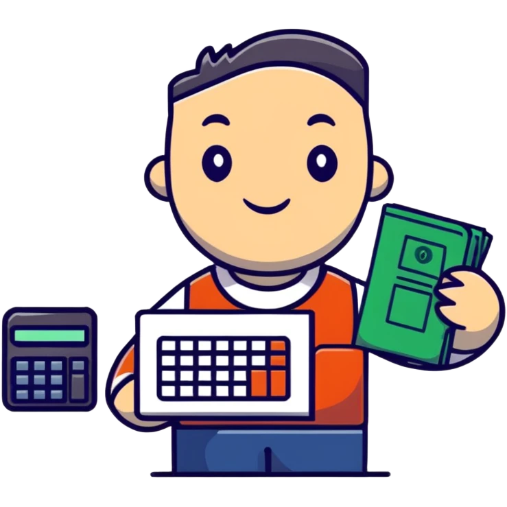 male accountant with calculator and financial documents emoji