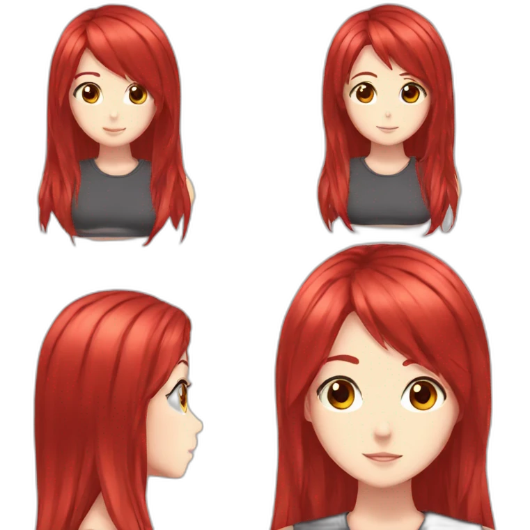A anime girl hair red and eyes red  emoji
