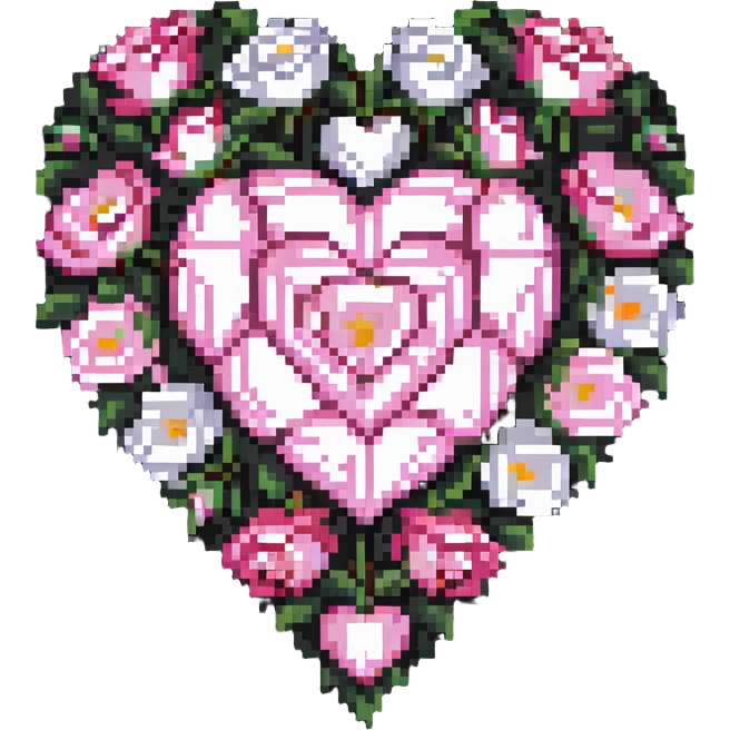 heart made of pink and white roses emoji
