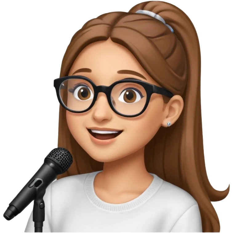 ariana grande with glasses singing emoji