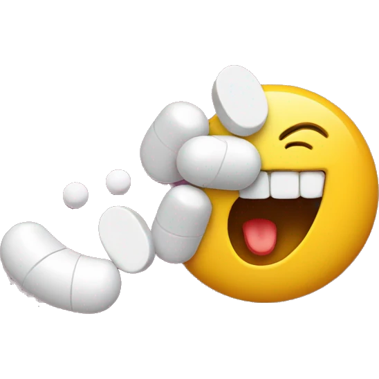 Smiley face swallowing pills emoji