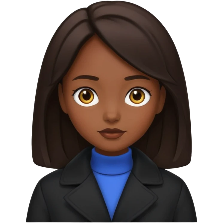 GAROTA MORENA COM PELE MORENA COM CABELO PRETO E CASASACO PRETA emoji