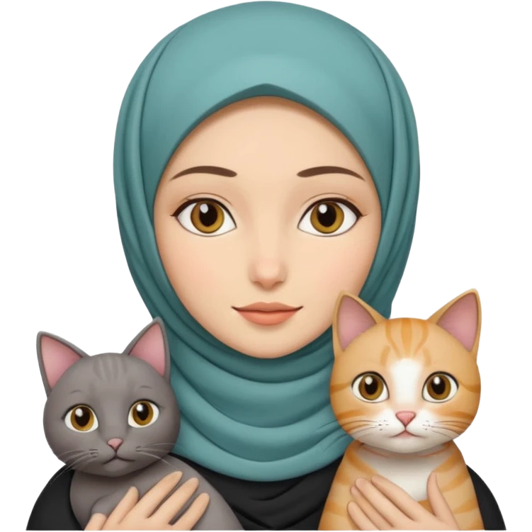wanita berhijab dan kucing emoji