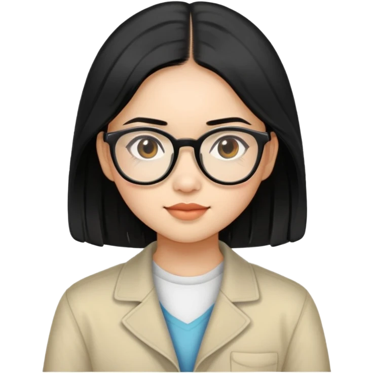 young Vietnamese girl with shoulder-length black hair and glasses emoji