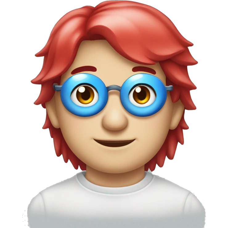 Um porco com linhas pretas em seu rosto e olho vermelho com íris azul emoji
