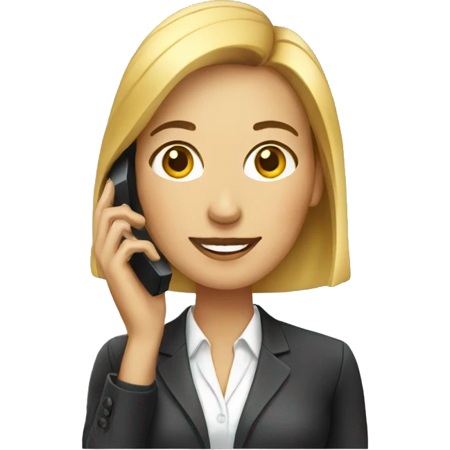corporate woman with a phone emoji
