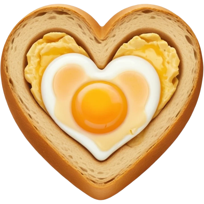 Egg in a sour dough bread, bread is heart shaped emoji