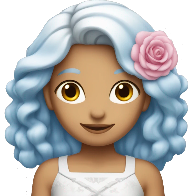 Rosa de color azul y pequeña emoji