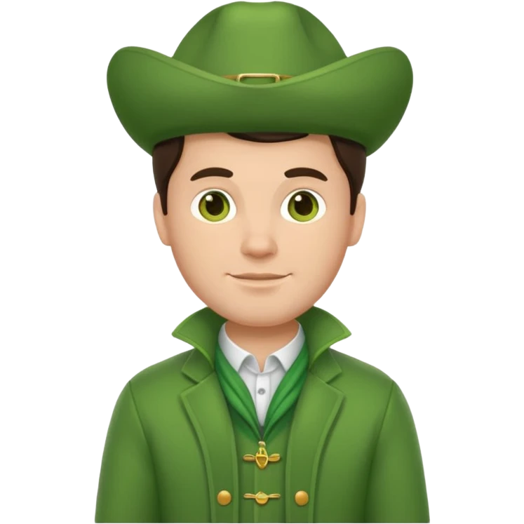 brunette man with green dutch clothing emoji