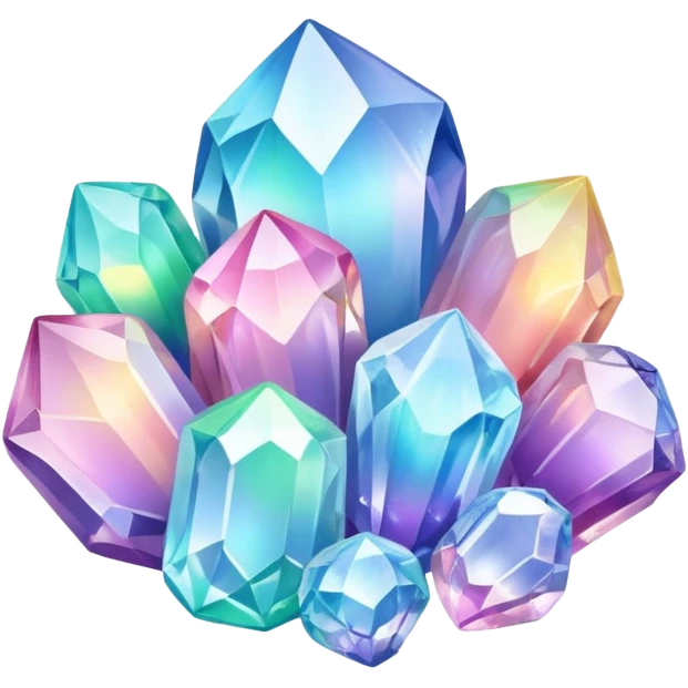 Pastel iridescent rainbow crystal clusters emoji