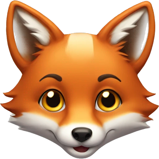 A fox with cute innocence eyes and a smile emoji